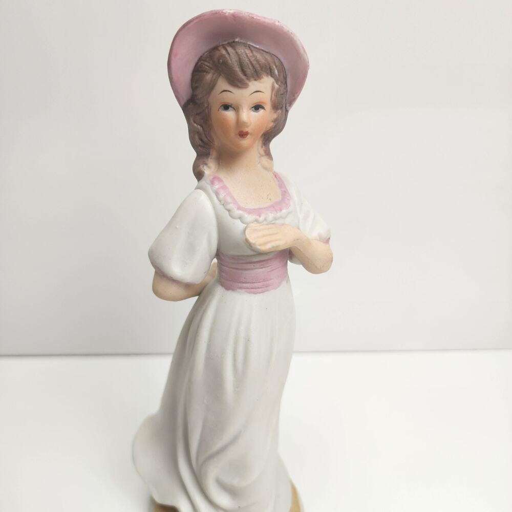 Vintage FBIA Hand Painted Beautiful Young Lady n Summer Dress Porcelain Figurine